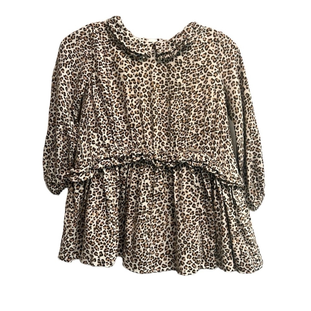 MAYORAL Baby Long Sleeve Leopard Dress Ruffle Waist - Size 18 months